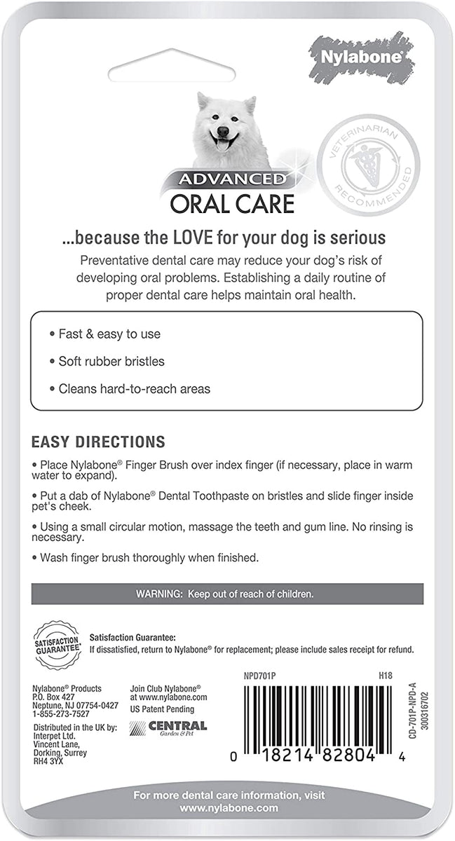 Dog Finger Brush Nylabone Advanced Oral Care Finger Brush 2 count