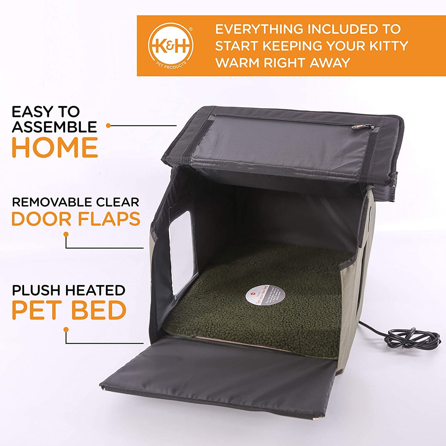 Outdoor Heated Cat House - Extra-Wide - Red - 26.5" x 15.5" x 21.5" K&H Pet Products 