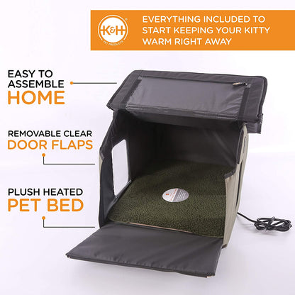 Outdoor Heated Cat House - Extra-Wide - Red - 26.5" x 15.5" x 21.5" K&H Pet Products 