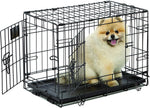 Double Door Folding Metal Dog Crate - Life Stages - Divider Panel, Floor Protecting Feet, Leak-Proof Dog Tray Midwest 22" x 13" x 16" 