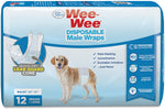 Disposable Dog Wraps - Wee-Wee Disposable Male Dog Wraps 12 pack Four Paws Medium / Large - 23" - 31" Waist 