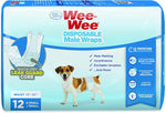 Disposable Dog Wraps - Wee-Wee Disposable Male Dog Wraps 12 pack Four Paws 