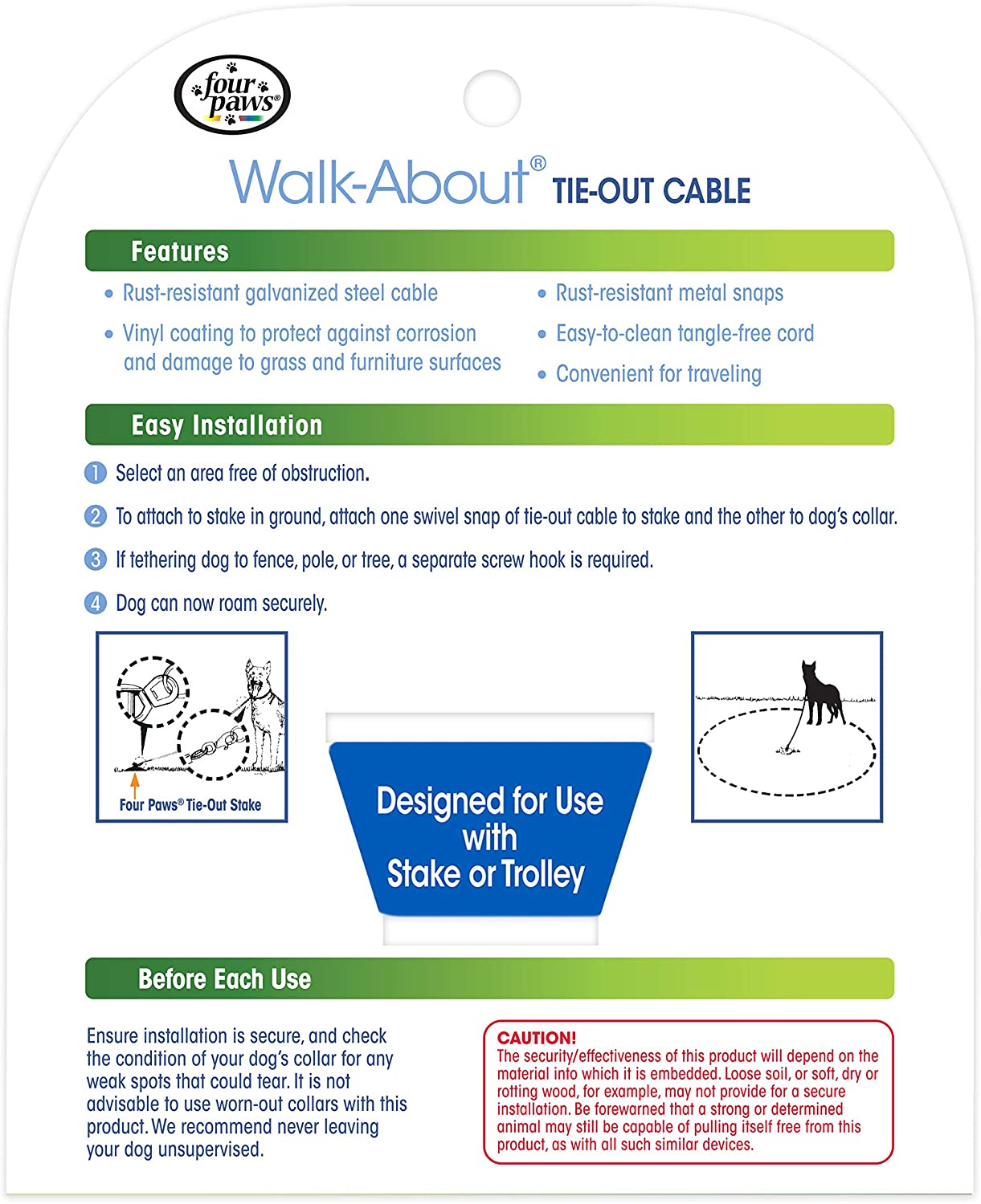 Tie-Out Cable Heavy Weight 30 feet Four Paws 