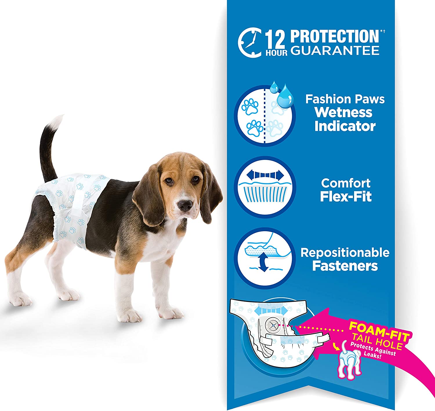 Disposable Dog Diapers - Wee-Wee Disposable Diapers - 12 pack Four Paws 