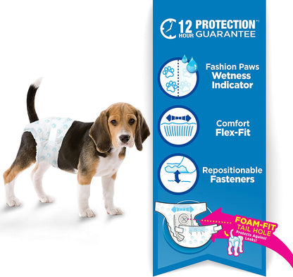 Disposable Dog Diapers - Wee-Wee Disposable Diapers - 12 pack Four Paws 