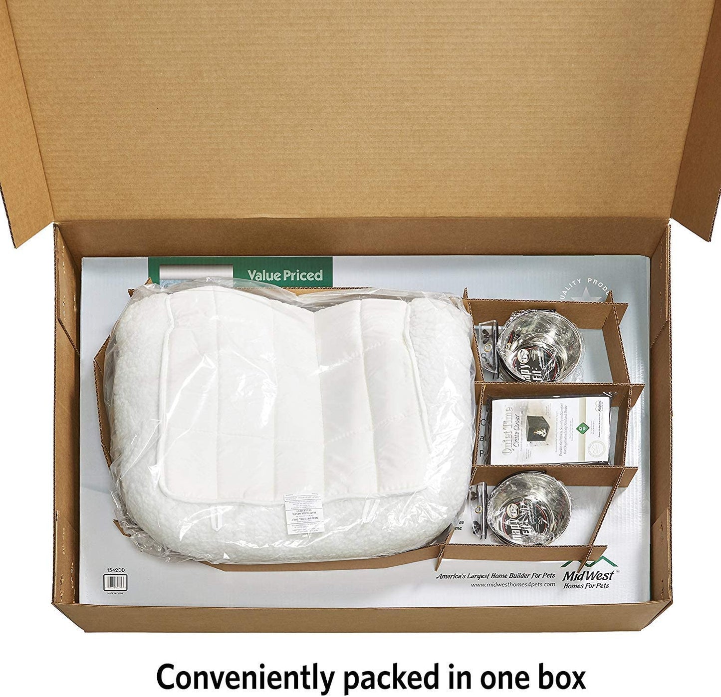 Dog Crate Kit - 2 Door Dog Crate, Fleece pet Bed, Crate Cover, Food and Water Bowls - Midwest Homes for Pets iCrate Dog Crate Kit Midwest 