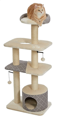 Tower Cat Tree - 5-Tier Cat Tree w/Sisal Wrapped Support Scratching Posts - MidWest Homes for Pets Midwest 22" x 15" x 50.5" Mushroom 