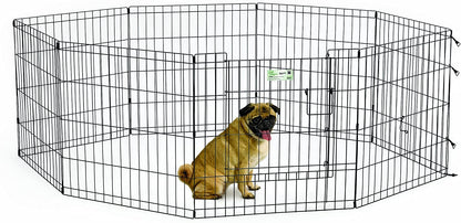 Life Stages Pet Exercise Pen with Door - 8 Panels Midwest 24" Height Black 