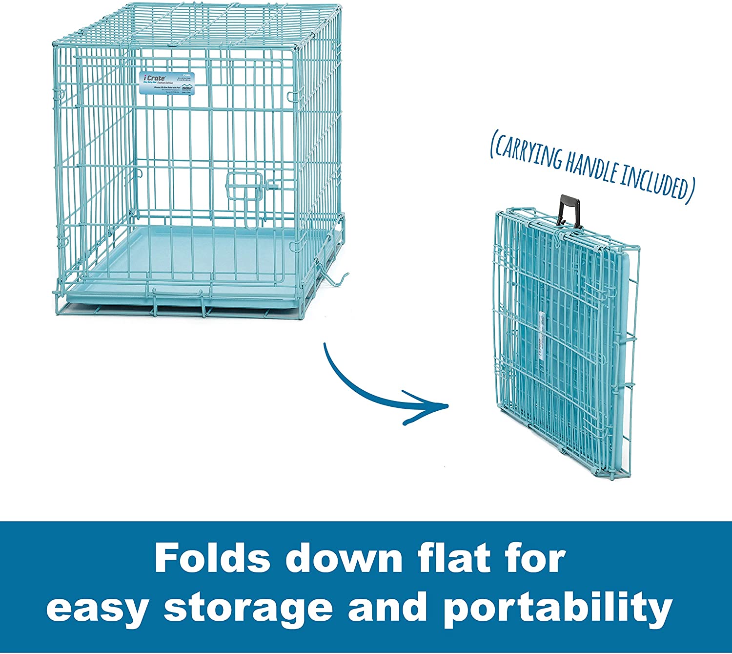 24" Folding Metal Dog Crate for Small Dogs - iCrate Single Door Dog Crate - 24L x 18W x 19H Midwest 