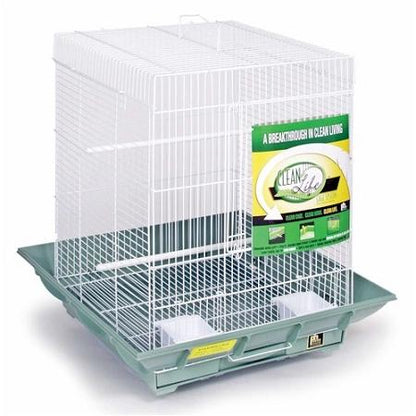 Small Bird Flight Cage - 18" L x 18" W x 24" H - Prevue Hendryx Clean Life Bird Cages Prevue Hendryx Green & White 