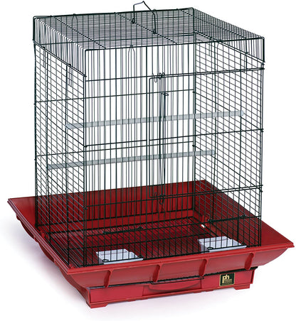 Small Bird Flight Cage - 18" L x 18" W x 24" H - Prevue Hendryx Clean Life Bird Cages Prevue Hendryx Red & Black 