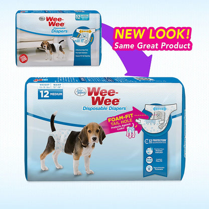 Disposable Dog Diapers - Wee-Wee Disposable Diapers - 12 pack Four Paws 
