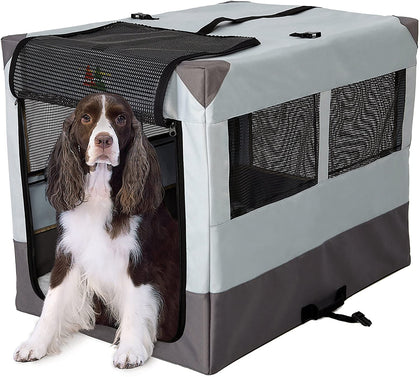 Portable Folding Soft Dog Travel Crate kennel - Midwest Home for Pets Canine Camper Sportable Crate Midwest Large - 36" x 25.50" x 28" 