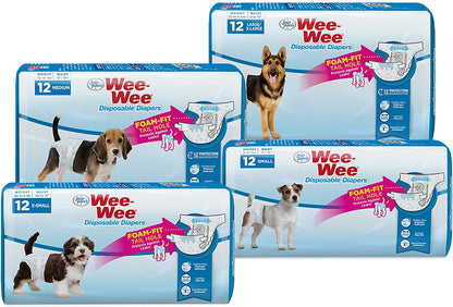Disposable Dog Diapers - Wee-Wee Disposable Diapers - 12 pack Four Paws 