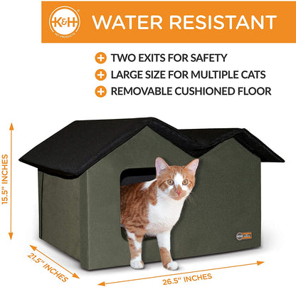 Outdoor Cat House - Extra-Wide - Unheated - Red K&H Pet Products 