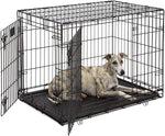 Double Door Folding Metal Dog Crate - Life Stages - Divider Panel, Floor Protecting Feet, Leak-Proof Dog Tray Midwest 36" x 24" x 27" 