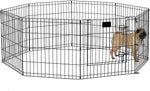 Foldable Metal Exercise Pet Playpen with Walk-Thru Door - 8 Panels - Midwest Homes for Pets Midwest Small - 24" Height Black 
