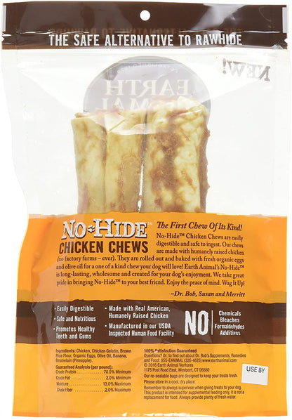 No Hide Chicken Dog Treats - Earth Animal No Hide Chicken Chews Dog Treats, 7", 2 Pack Earth Animal 