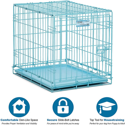 24" Folding Metal Dog Crate for Small Dogs - iCrate Single Door Dog Crate - 24L x 18W x 19H Midwest 