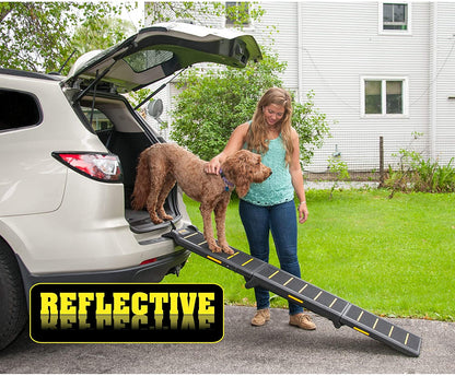 Tri Fold Dog Ramp - Supports up to 200lbs, 71 in. Long - Pet Gear Travel Lite Tri-Fold Reflective Pet Ramp Dog Ramps Pet Gear 