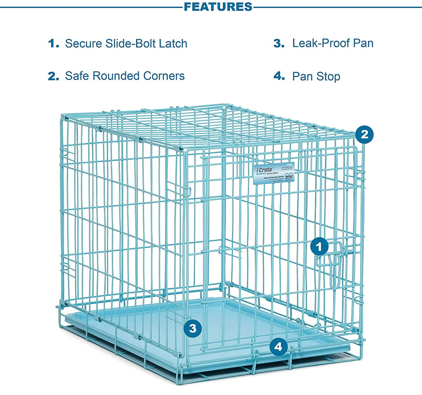 24" Folding Metal Dog Crate for Small Dogs - iCrate Single Door Dog Crate - 24L x 18W x 19H Midwest 