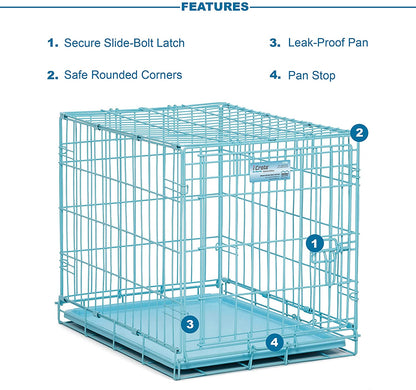 24" Folding Metal Dog Crate for Small Dogs - iCrate Single Door Dog Crate - 24L x 18W x 19H Midwest 