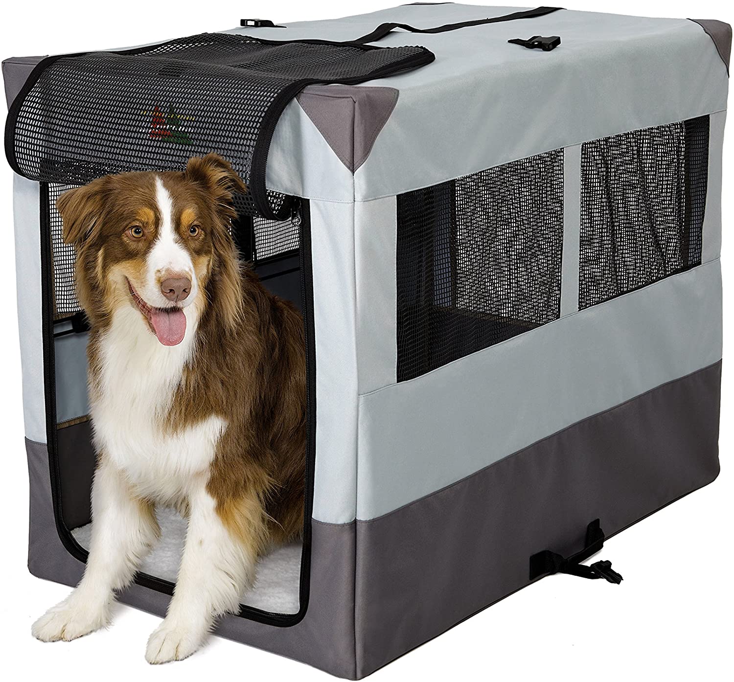 Portable Folding Soft Dog Travel Crate kennel - Midwest Home for Pets Canine Camper Sportable Crate Midwest Extra Large - 42" x 26" x 32" 