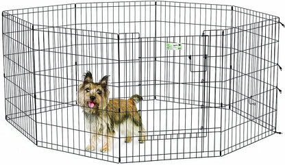 Life Stages Pet Exercise Pen with Door - 8 Panels Midwest 30" Height Black 