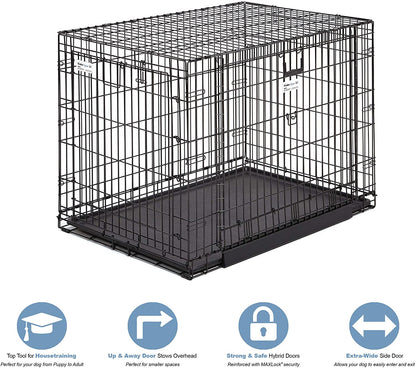 Folding Dog Crate - Ovation Double Door Crate with Up and Away Door Midwest 