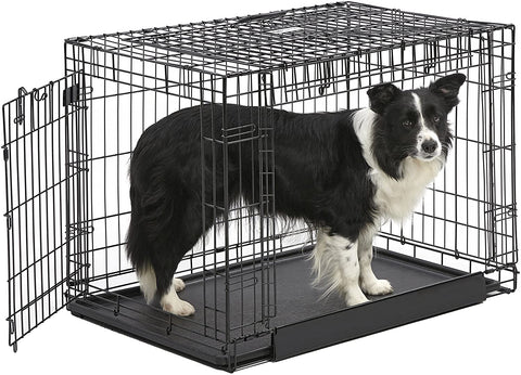 Folding Dog Crate - Ovation Double Door Crate with Up and Away Door Midwest Intermediate - 37.25" x 23" x 25" 