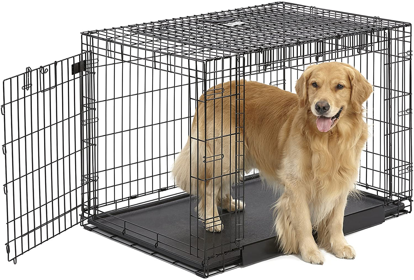 Folding Dog Crate - Ovation Double Door Crate with Up and Away Door Midwest Large - 43.75" x 28.25" x 30.50" 