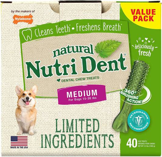 Nutri Dent Limited Ingredient Dental Chews Fresh Breath - Medium - 40 count Nylabone 