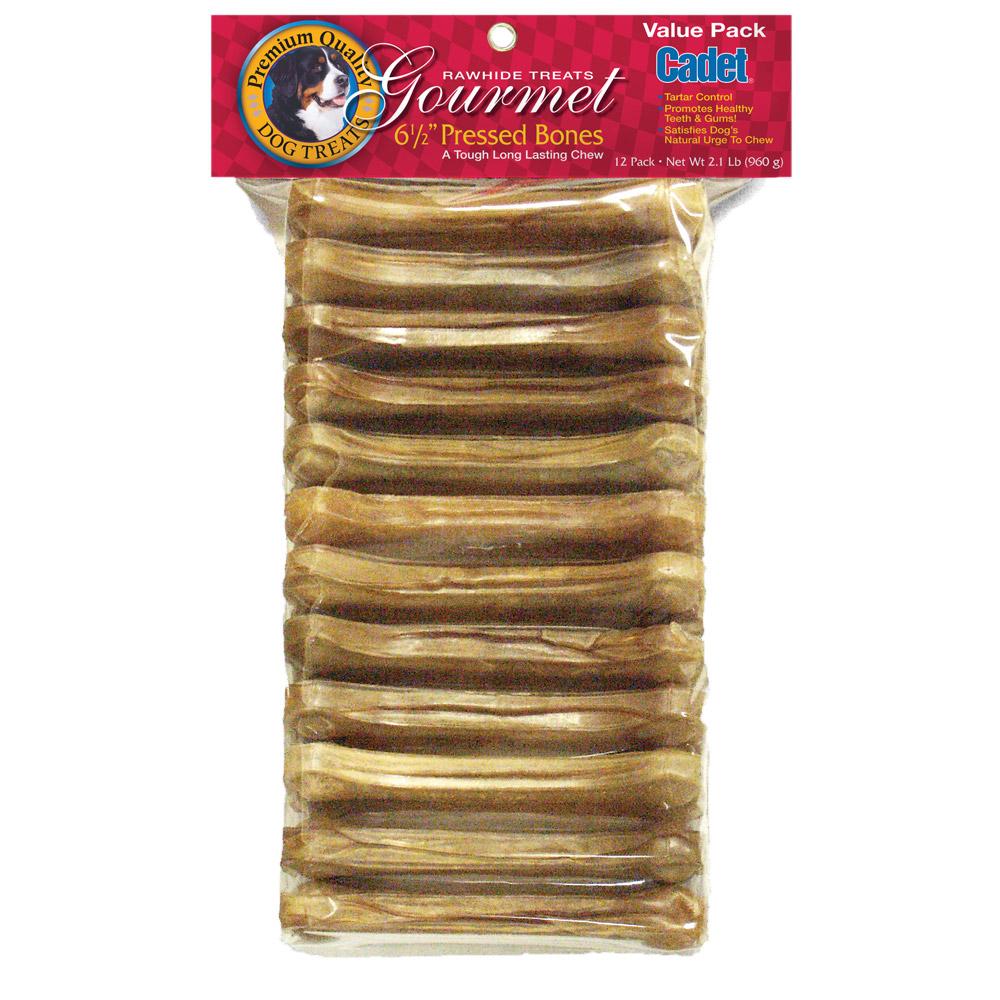 Pressed Rawhide Bones 6.5 inches 12 pack Cadet 