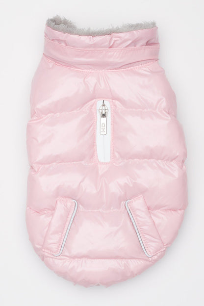 Pink Winter Dog Jacket with Hood - Hip Doggie Elite Reflective Coat - Ice Pink Hip Doggie 