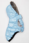 Blue Winter Dog Jacket with Hood - Hip Doggie Elite Reflective Coat - Ice Blue Hip Doggie 