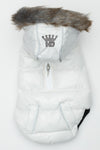 White Winter Dog Jacket with Hood - Hip Doggie Elite Reflective Coat - White Hip Doggie 