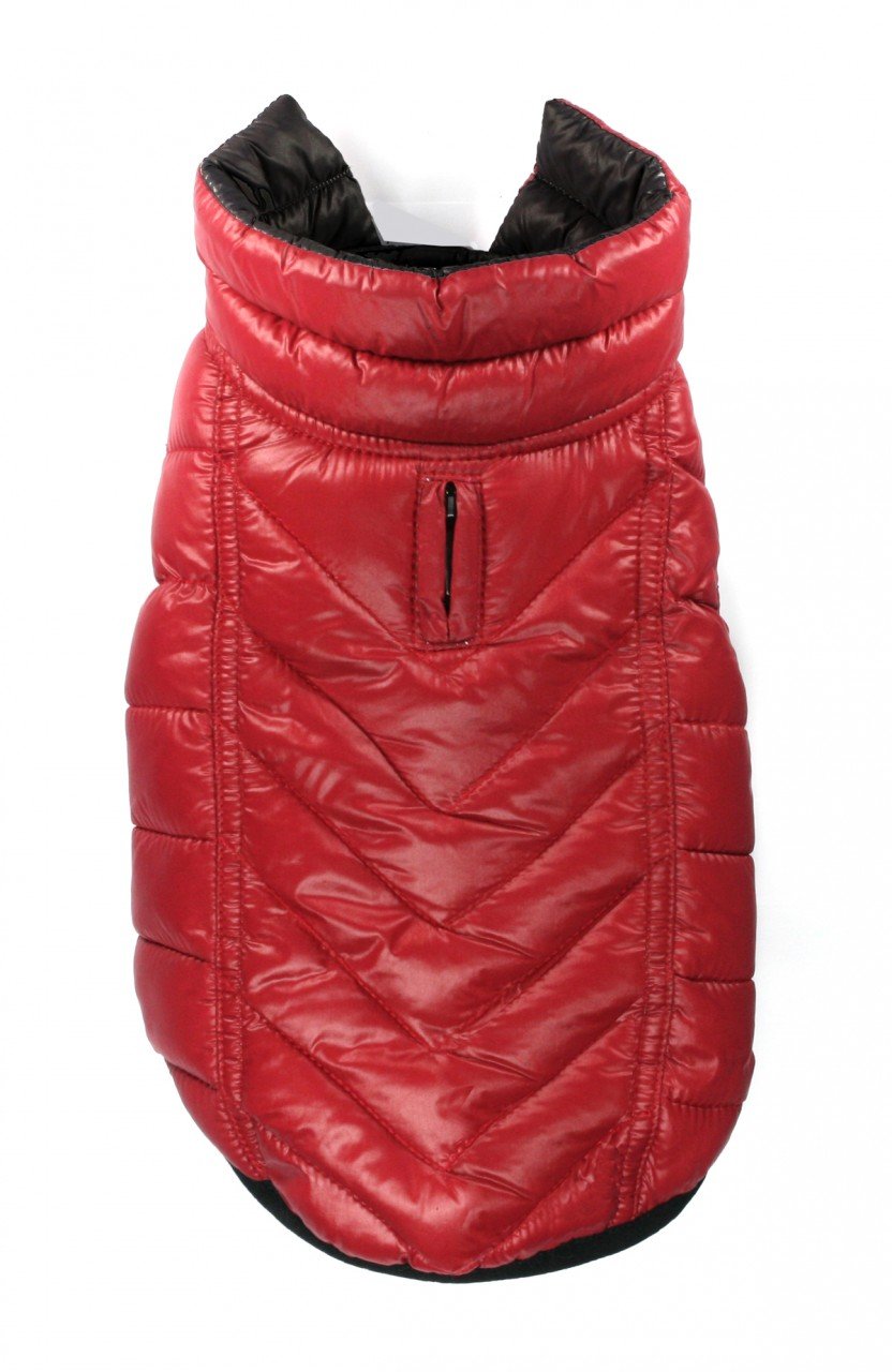 Reversible Winter Dog Jacket - Hip Doggie Featherlite Reversible-Reflective Puffer Vest Black/Red Hip Doggie 