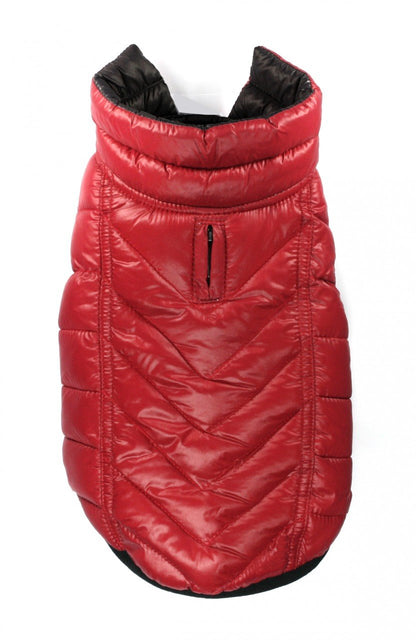 Reversible Winter Dog Jacket - Hip Doggie Featherlite Reversible-Reflective Puffer Vest Black/Red Hip Doggie 