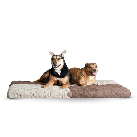 Memory Foam Dog Bed - Quilted Memory Dream Pad 0.5" K&H Pet Products Small - 19.5" x 25" x 0.5" Chocolate / Tan 