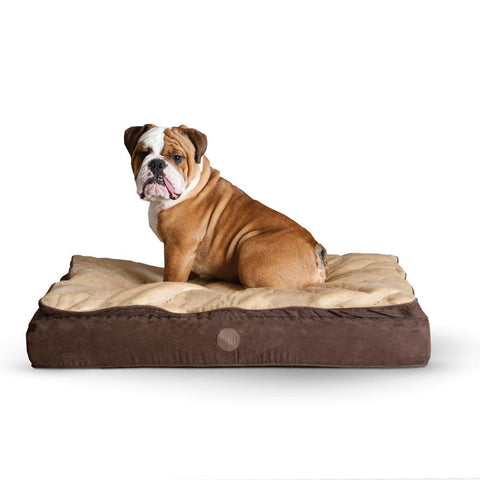 Feather Top Ortho Pet Bed K&H Pet Products Medium - 30″ x 40″ x 6.5″ Chocolate / Tan 