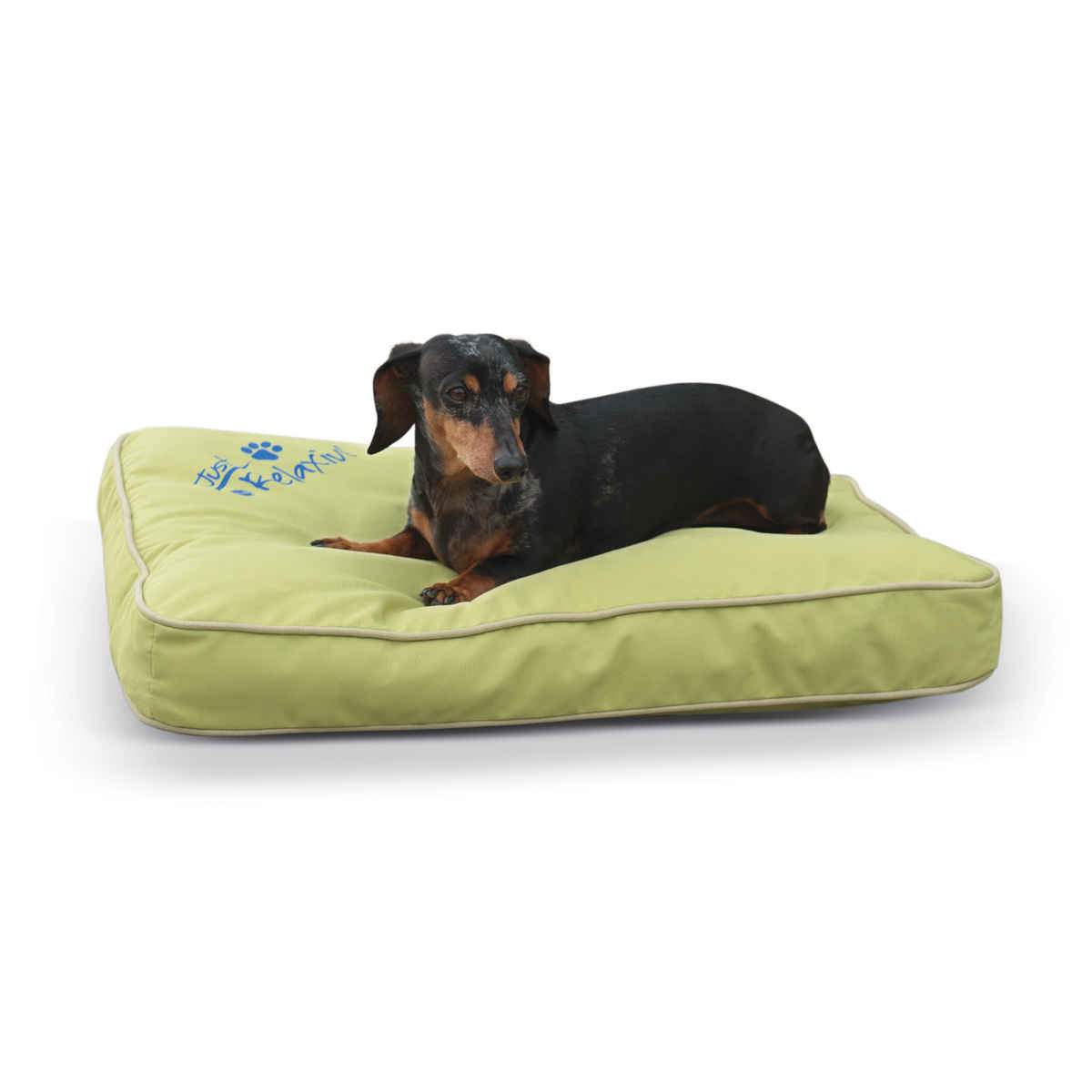 Indoor/Outdoor Dog Bed - Water Resistant - Removable Cover K&H Pet Products Small - 8″ x 26″ x 3.5″ Green 