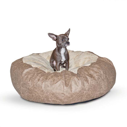 Self Warming Cuddle Ball Pet Bed K&H Pet Products Small - 28″ x 28″ x 10″ Tan 