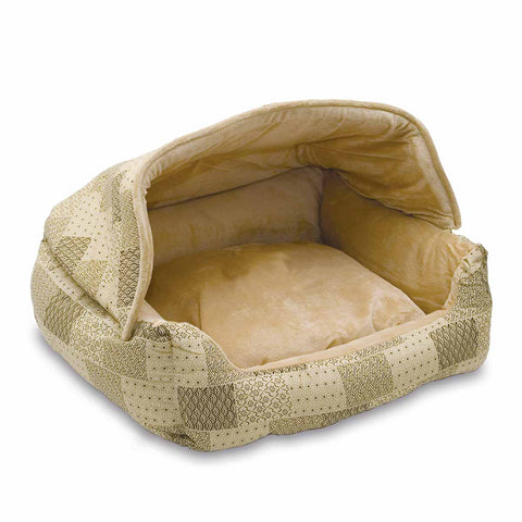 Lounge Sleeper Hooded Pet Bed K&H Pet Products 20" x 25" x 13" Tan 