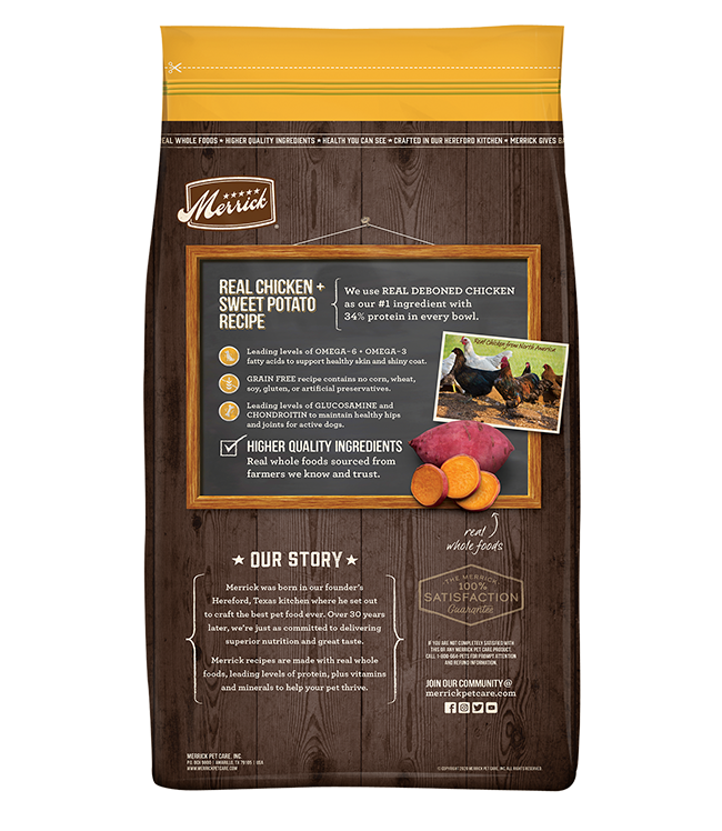 Real Chicken Dry Dog Food - Merrick Grain Free Real Chicken and Sweet Potato Recipe Dog Food Merrick 