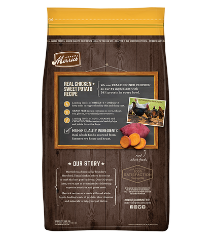 Real Chicken Dry Dog Food - Merrick Grain Free Real Chicken and Sweet Potato Recipe Dog Food Merrick 