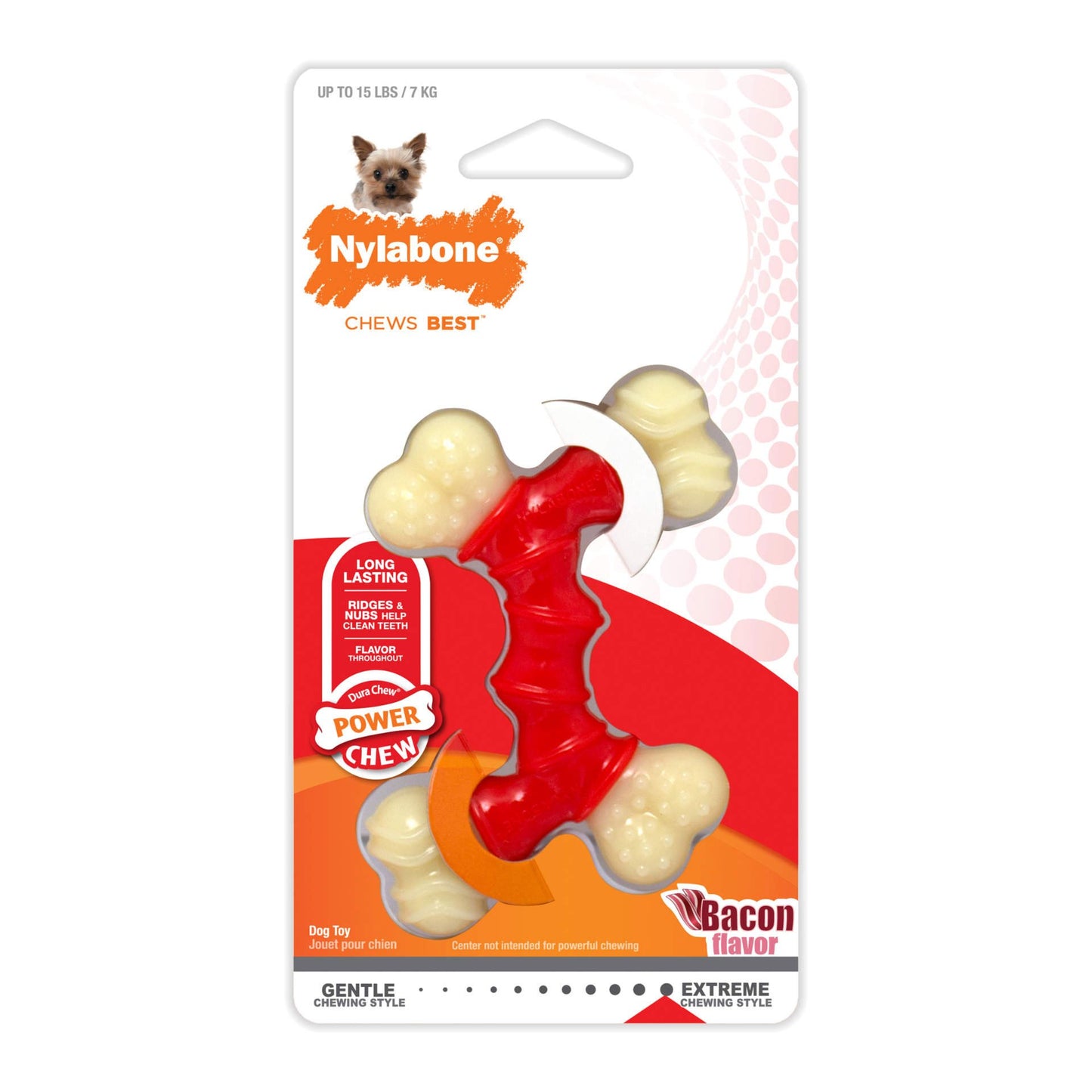 Power Chew Double Bone Bacon Chew Toy Nylabone 