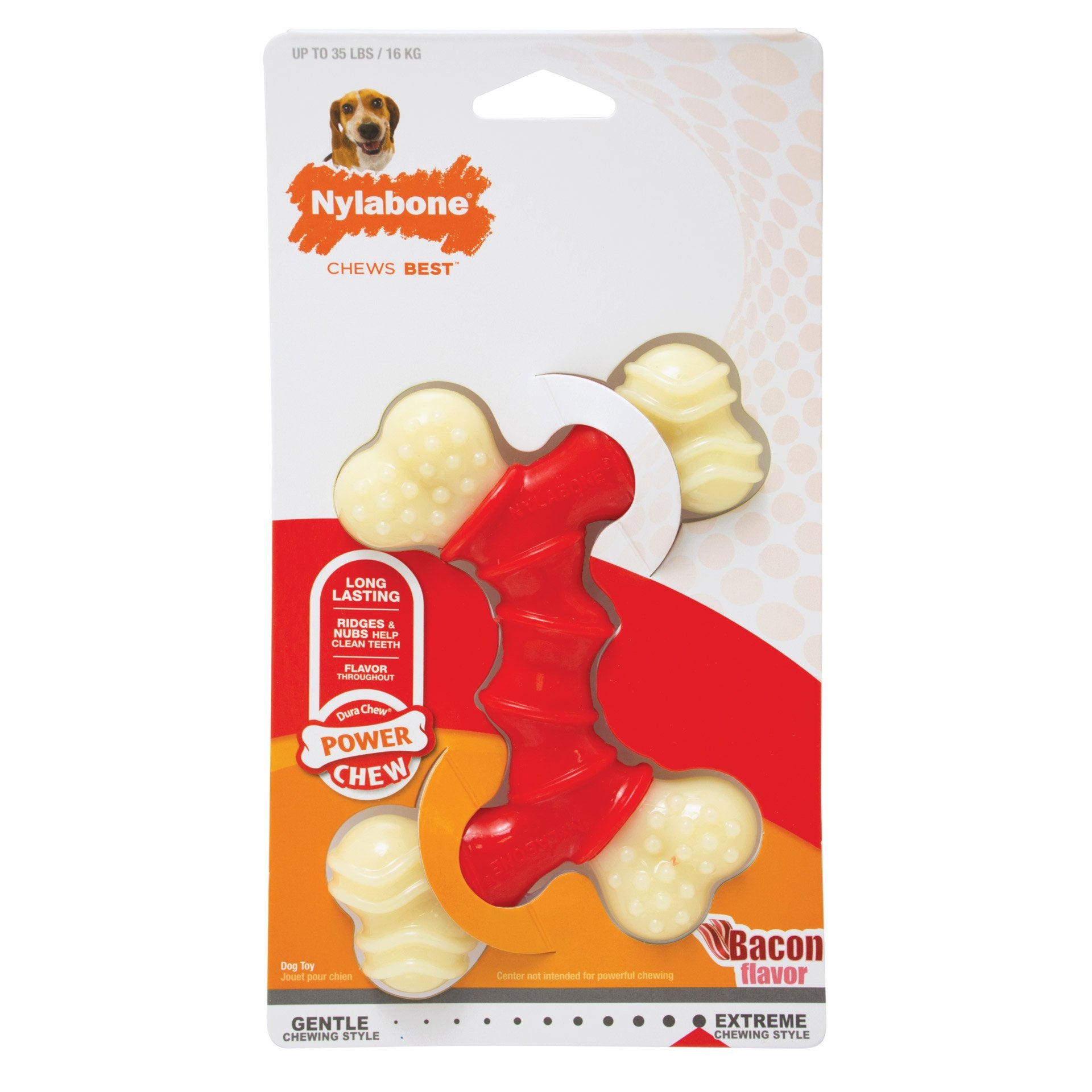 Power Chew Double Bone Bacon Chew Toy Nylabone 