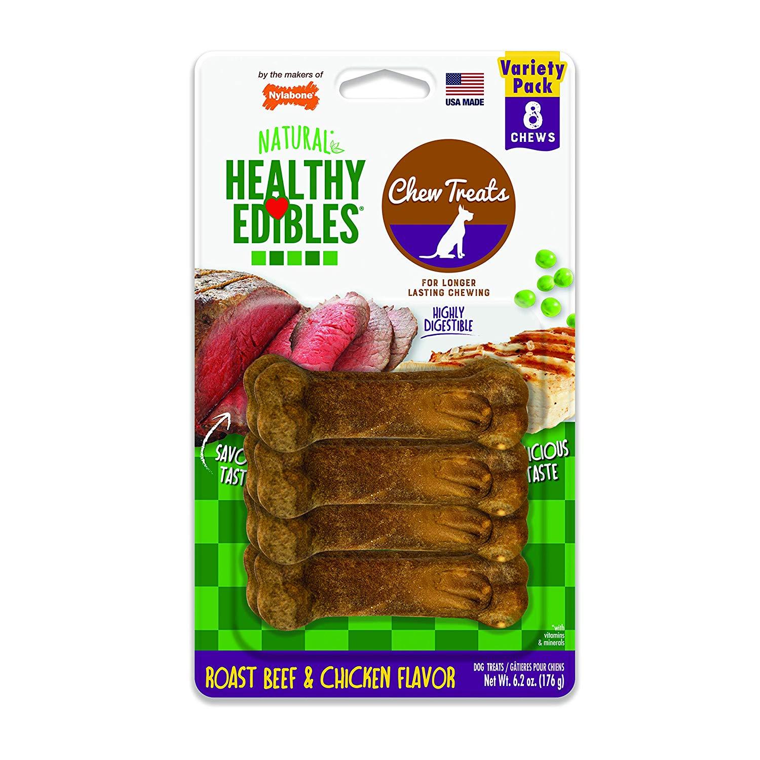 Healthy Edibles Longer Lasting Roast Beef and Chicken Treats Petite 8 count Nylabone 