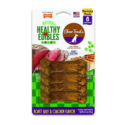 Healthy Edibles Longer Lasting Roast Beef and Chicken Treats Petite 8 count Nylabone 