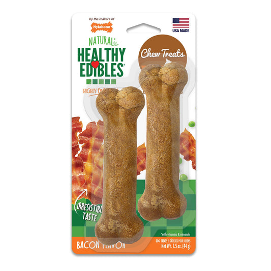 Healthy Edibles Longer Lasting Bacon Treats Petite 2 count Nylabone 